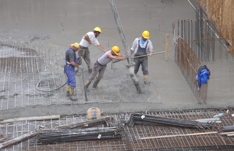 Cantiere a Roma di un edificio pubblico